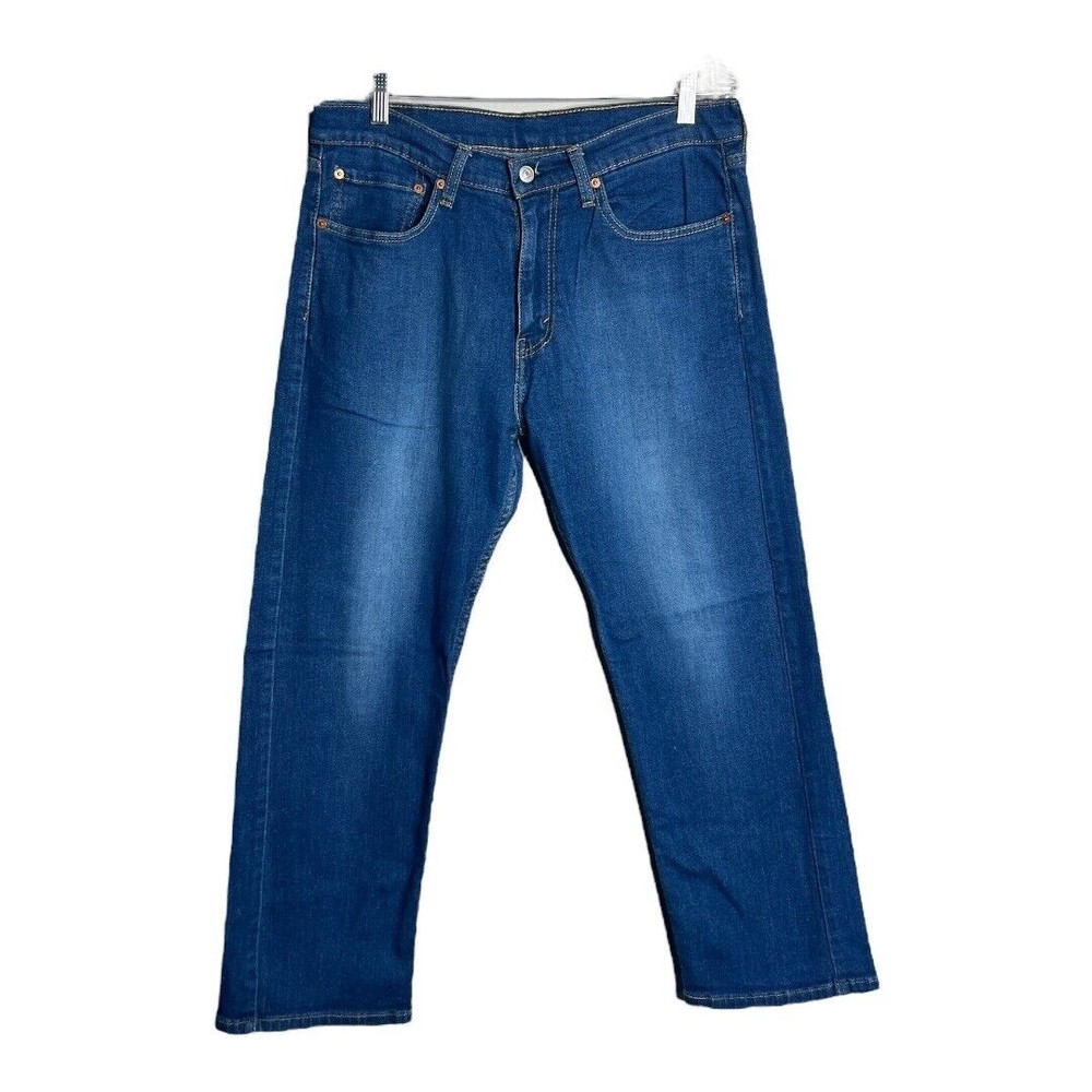 Levi's 505 Jeans Blue‎ Medium Wash Straight Leg Regular Fit Fading